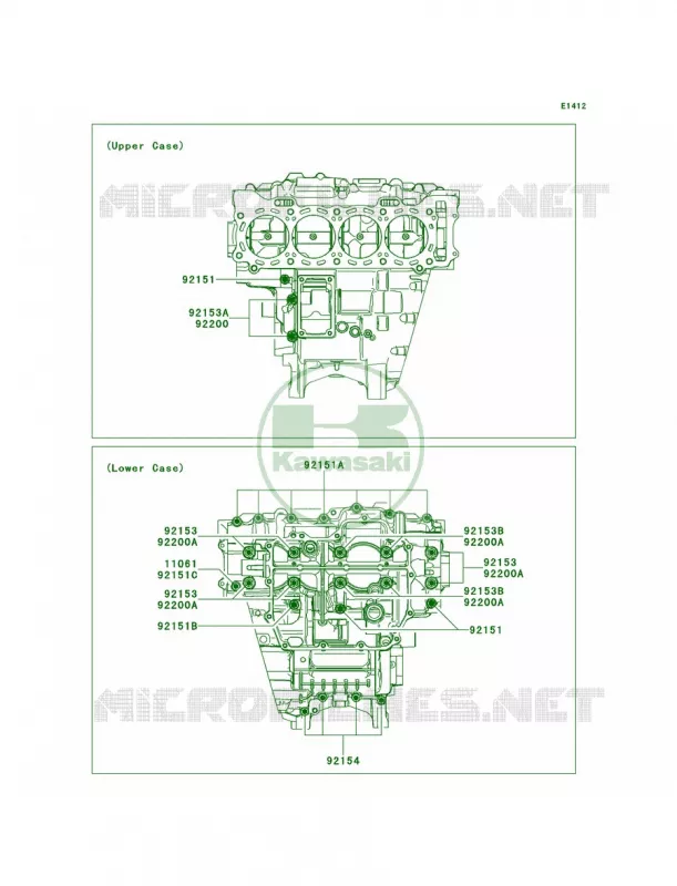 Crankcase Bolt Pattern Kawasaki MOTOS 1000 2014 Ninja ZX-10R  ZX1000JEF