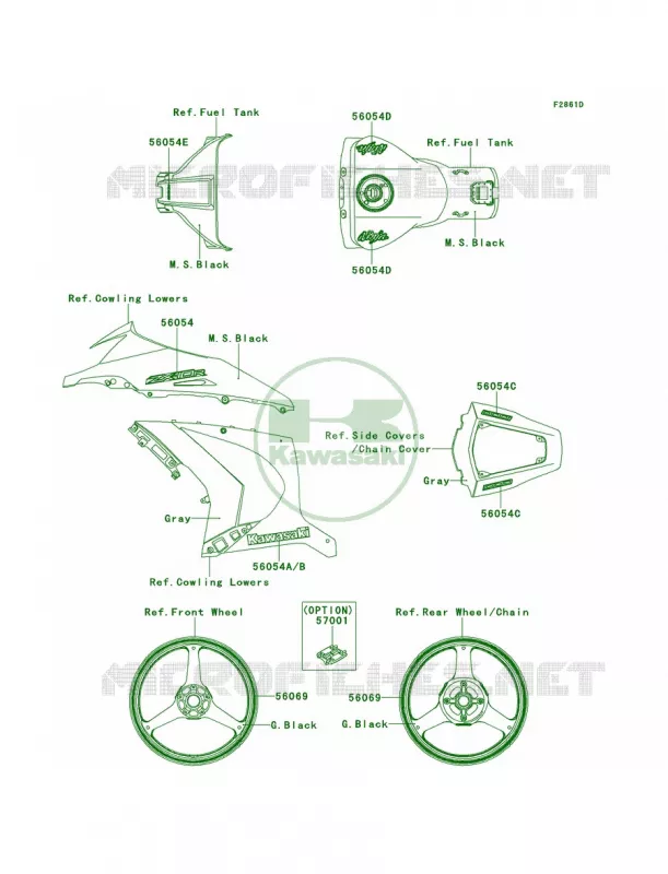 DecalsGrayJCFCAUS Kawasaki MOTOS 1000 2014 Ninja ZX-10R  ZX1000JEF