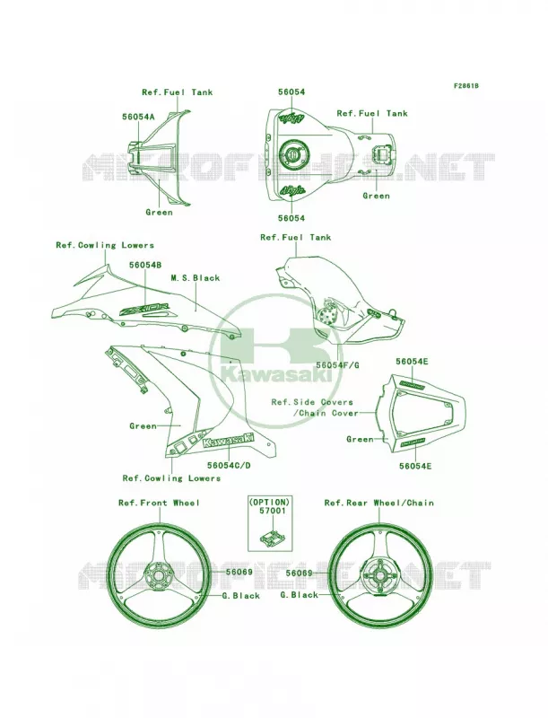 DecalsGreenJCFCAUS Kawasaki MOTOS 1000 2014 Ninja ZX-10R  ZX1000JEF