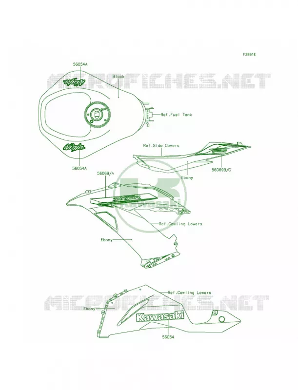 DecalsBlackEEFCN Kawasaki MOTOS 636 2014 Ninja ZX-6R  ZX636EEF