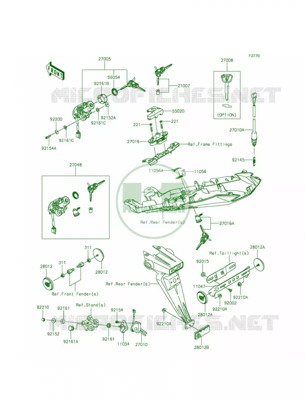 Ignition SwitchLocksReflectors Kawasaki MOTOS 636 2014 Ninja ZX-6R  ZX636EEF