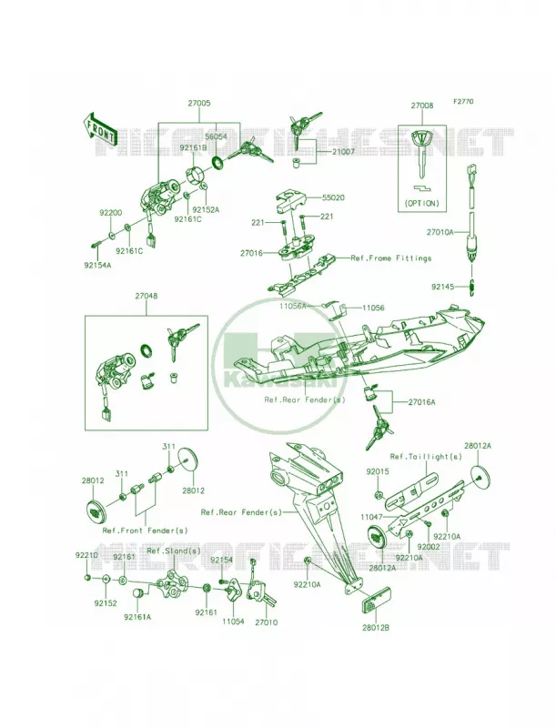 Ignition SwitchLocksReflectors Kawasaki MOTOS 636 2014 Ninja ZX-6R ABS  ZX636FEF