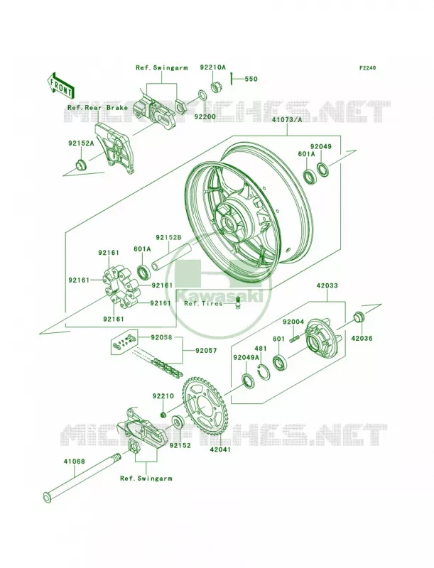 Rear WheelChain Kawasaki MOTOS 1400 2013 Ninja ZX-14R  ZX1400EDF