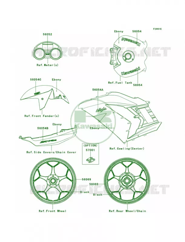 DecalsEbonyFEFA Kawasaki MOTOS 1400 2013 Ninja ZX-14R ABS  ZX1400FDF