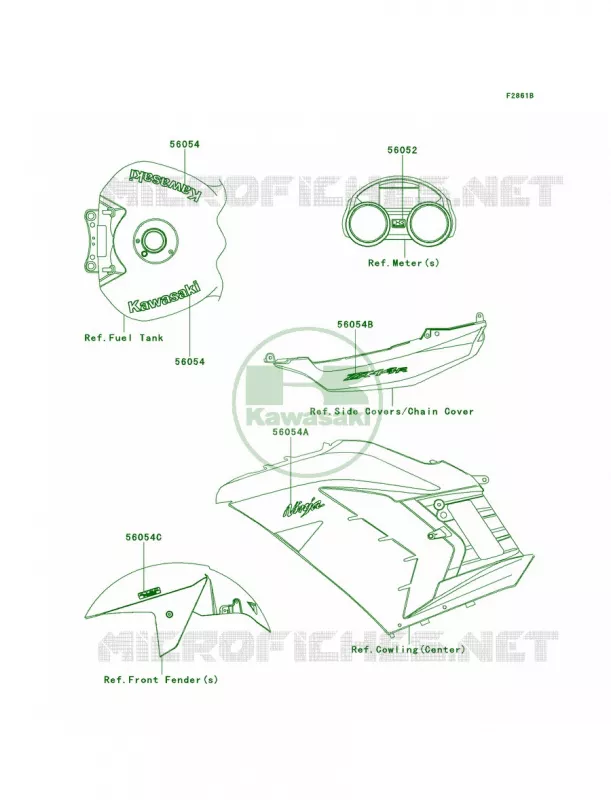 DecalsGreenFDFACAUS Kawasaki MOTOS 1400 2013 Ninja ZX-14R ABS  ZX1400FDF