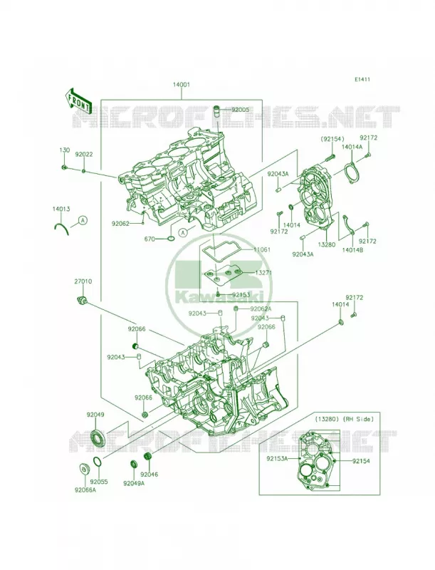 Crankcase Kawasaki MOTOS 636 2013 Ninja ZX-6R ABS  ZX636FDF