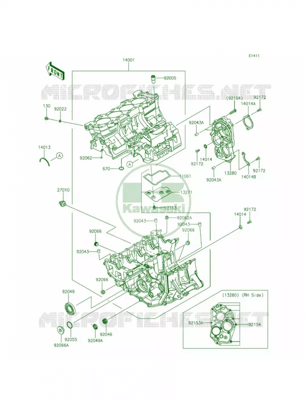 Crankcase Kawasaki MOTOS 636 2013 Ninja ZX-6R   ZX636EDF