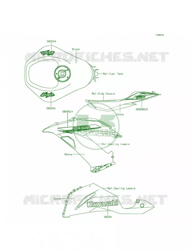 DecalsBlackEEFCN Kawasaki MOTOS 636 2013 Ninja ZX-6R   ZX636EDF