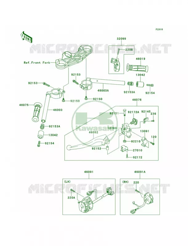 Handlebar Kawasaki MOTOS 636 2013 Ninja ZX-6R   ZX636EDF