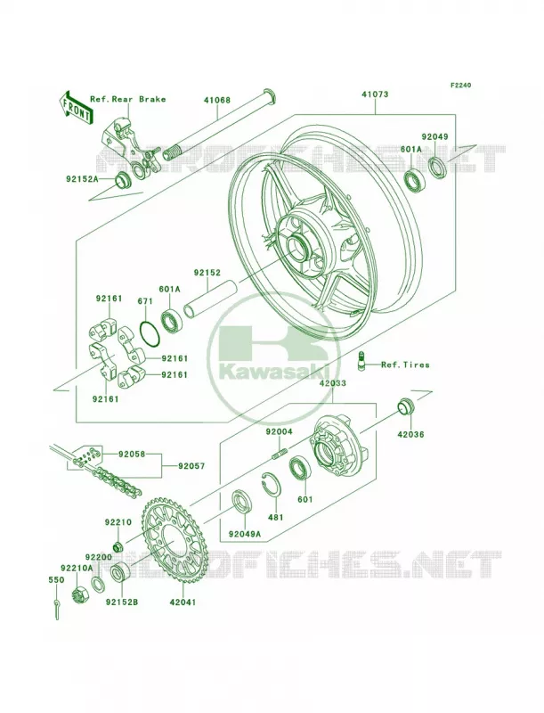 Rear Hub Kawasaki MOTOS 636 2013 Ninja ZX-6R   ZX636EDF