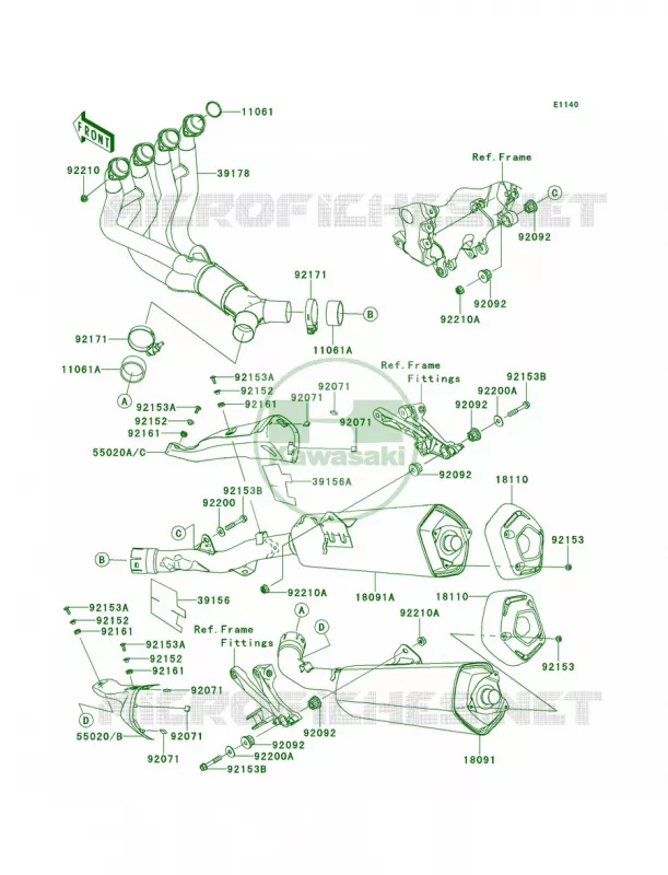 Mufflers Kawasaki MOTOS 1400 2012 Ninja ZX-14R  ZX1400ECF