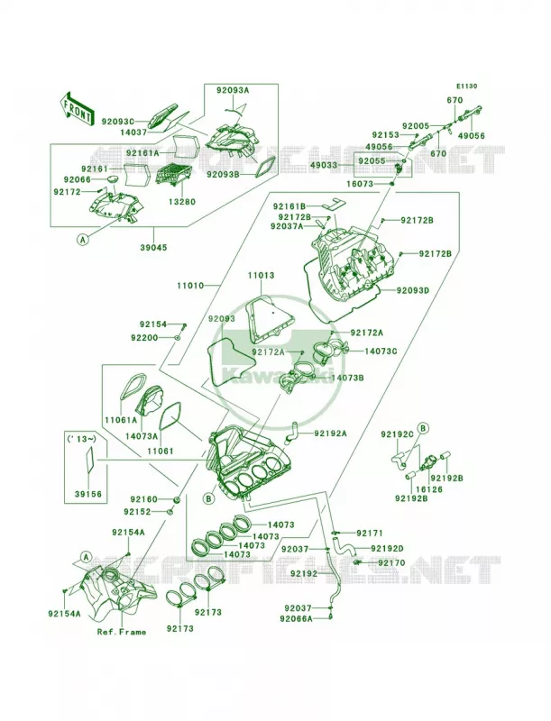 Air Cleaner Kawasaki MOTOS 1000 2012 Ninja ZX-10R  ZX1000JCF