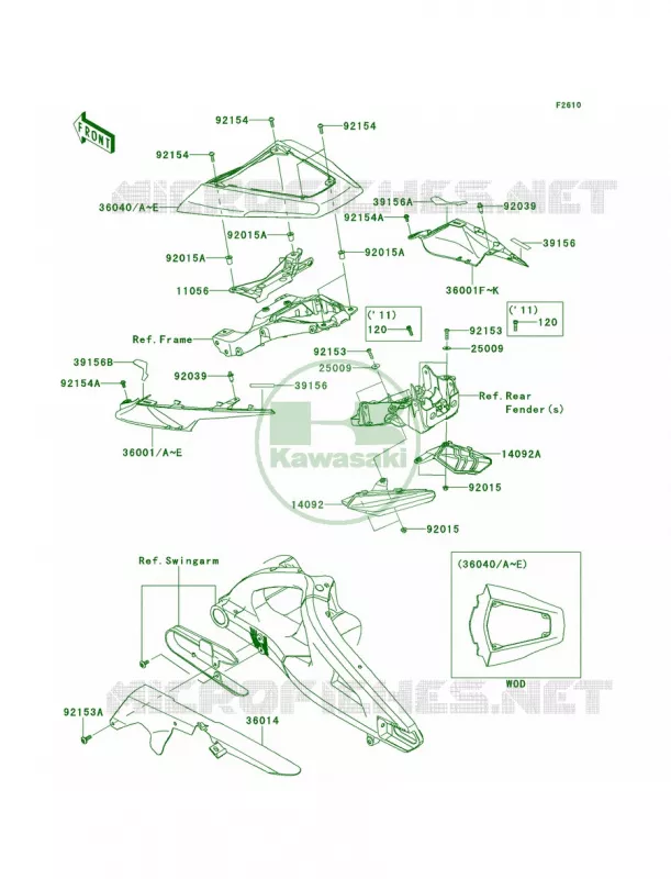 Side CoversChain Cover Kawasaki MOTOS 1000 2012 Ninja ZX-10R  ZX1000JCF