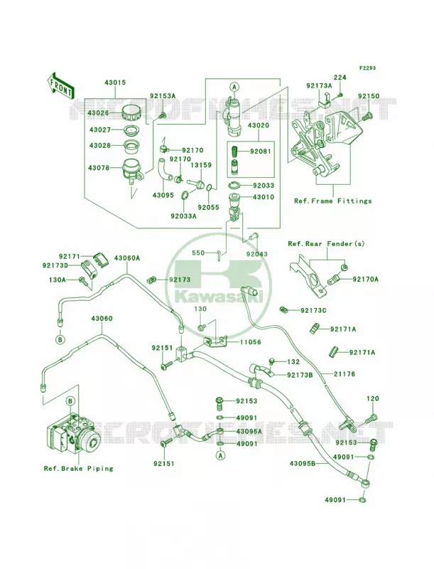 Rear Master Cylinder Kawasaki MOTOS 1000 2012 Ninja ZX-10R ABS  ZX1000KCF