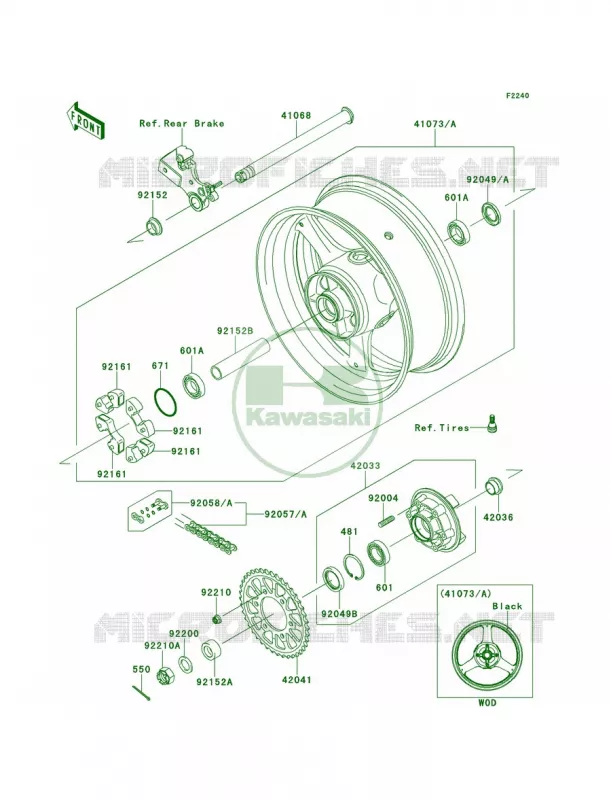 Rear WheelChain Kawasaki MOTOS 1000 2012 Ninja ZX-10R ABS  ZX1000KCF