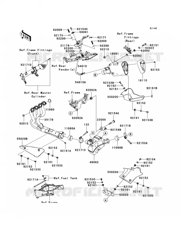 Mufflers Kawasaki MOTOS 600 2012 Ninja ZX-6R  ZX600RCF