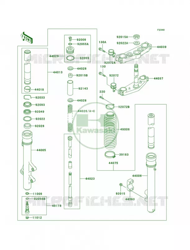 Front Fork Kawasaki MOTOS 220 2003 KDX220R  KDX220-A10
