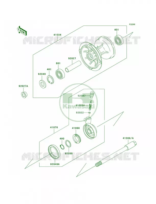 Front Hub Kawasaki MOTOS 220 2003 KDX220R  KDX220-A10