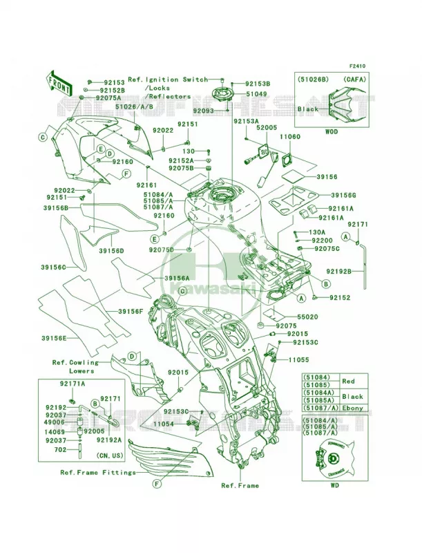 Fuel Tank Kawasaki MOTOS 1400 2011 Ninja ZX-14  ZX1400CBF