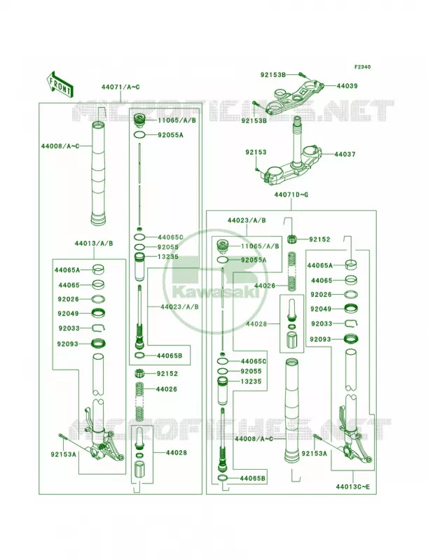 Front Fork Kawasaki MOTOS 1000 2011 Ninja ZX-10R ABS  ZX1000KBF