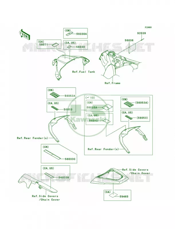 Labels Kawasaki MOTOS 1000 2011 Ninja ZX-10R ABS  ZX1000KBF