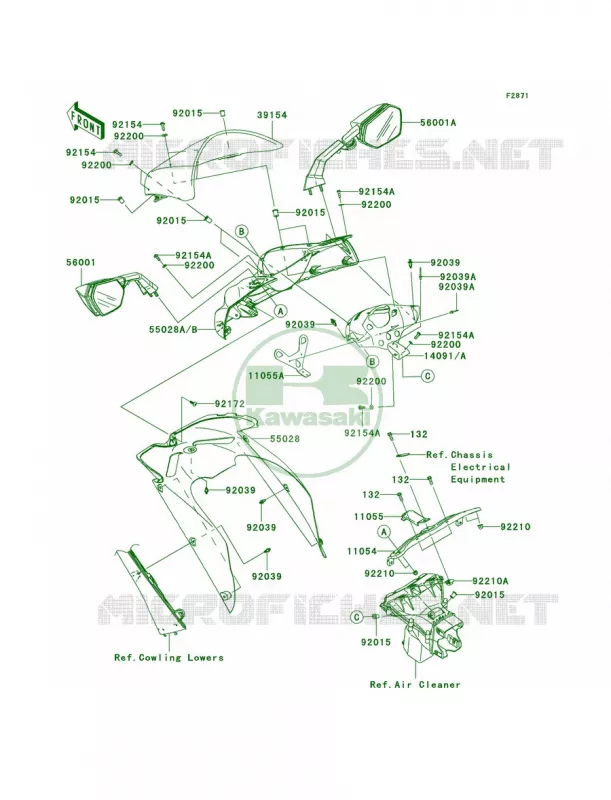 Cowling Kawasaki MOTOS 1000 2010 Ninja ZX-10R  ZX1000FAF
