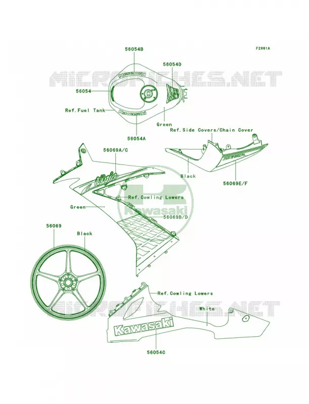 DecalsGreenFAFA Kawasaki MOTOS 1000 2010 Ninja ZX-10R  ZX1000FAF