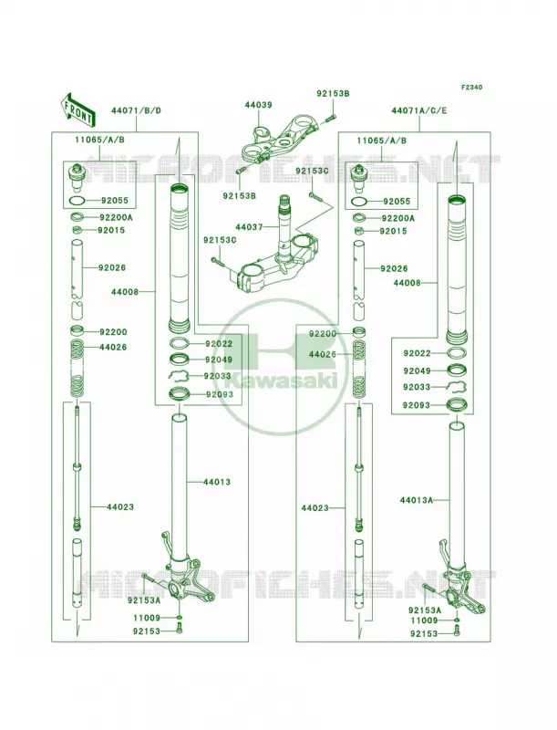 Front Fork Kawasaki MOTOS 1000 2010 Ninja ZX-10R  ZX1000FAF