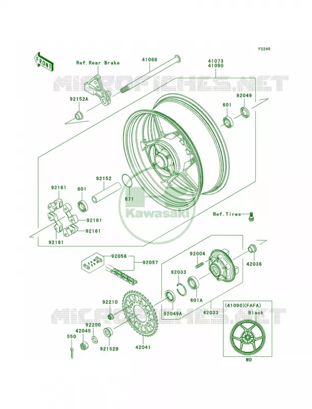 Rear WheelChain Kawasaki MOTOS 1000 2010 Ninja ZX-10R  ZX1000FAF