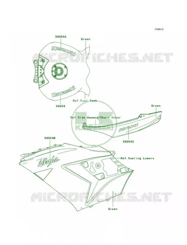 DecalsGreenC9F Kawasaki MOTOS 1400 2009 Ninja ZX-14  ZX1400C9F