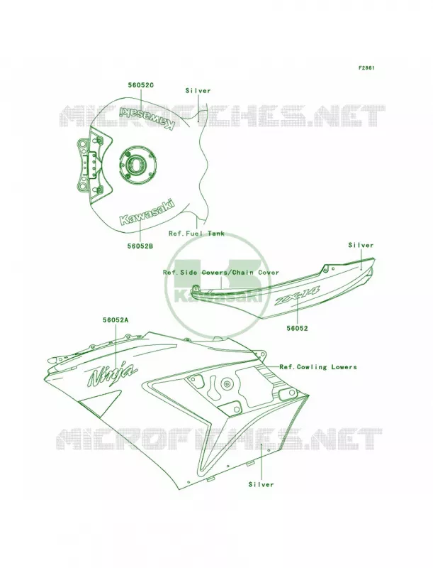 DecalsSilverC8FCAUS Kawasaki MOTOS 1400 2009 Ninja ZX-14  ZX1400C9F