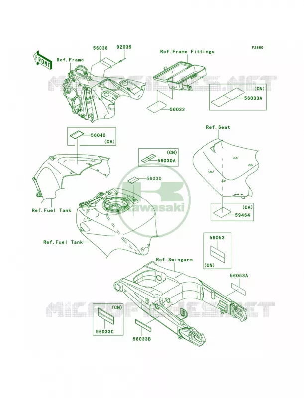 Labels Kawasaki MOTOS 1400 2009 Ninja ZX-14  ZX1400C9F