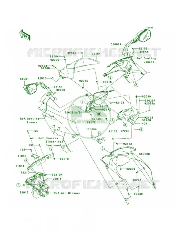 Cowling Kawasaki MOTOS 1000 2009 Ninja ZX-10R  ZX1000E9F