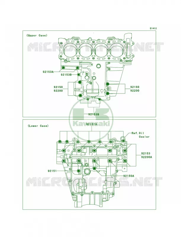 Crankcase Bolt Pattern Kawasaki MOTOS 1000 2009 Ninja ZX-10R  ZX1000E9F
