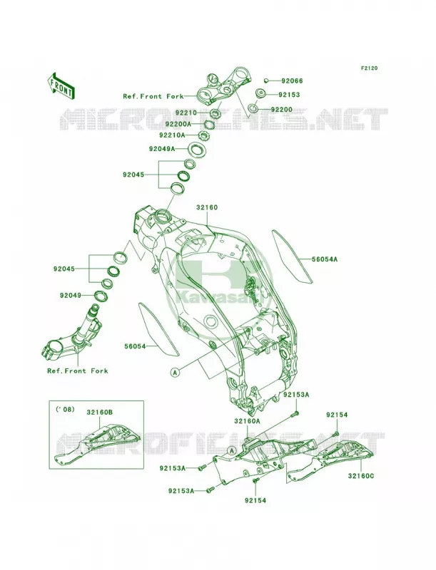 Frame Kawasaki MOTOS 1000 2009 Ninja ZX-10R  ZX1000E9F