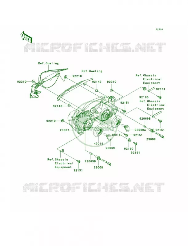 Headlights Kawasaki MOTOS 1000 2009 Ninja ZX-10R  ZX1000E9F