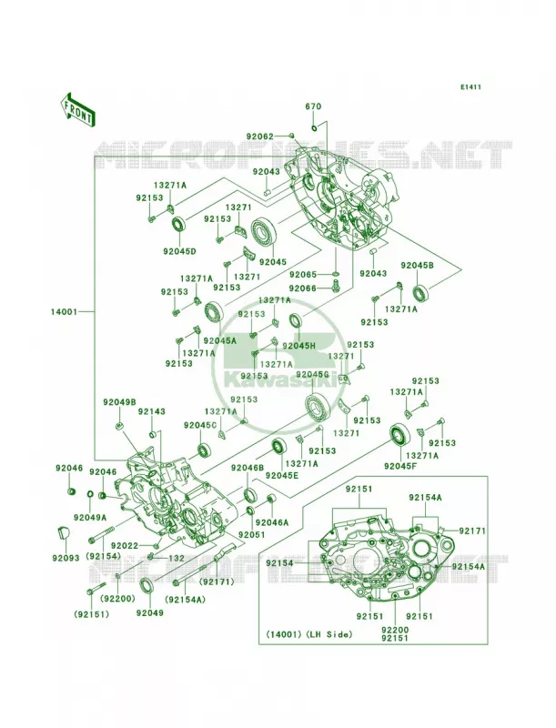 Crankcase Kawasaki MOTOS 450 2014 KLX450R  KLX450AEF