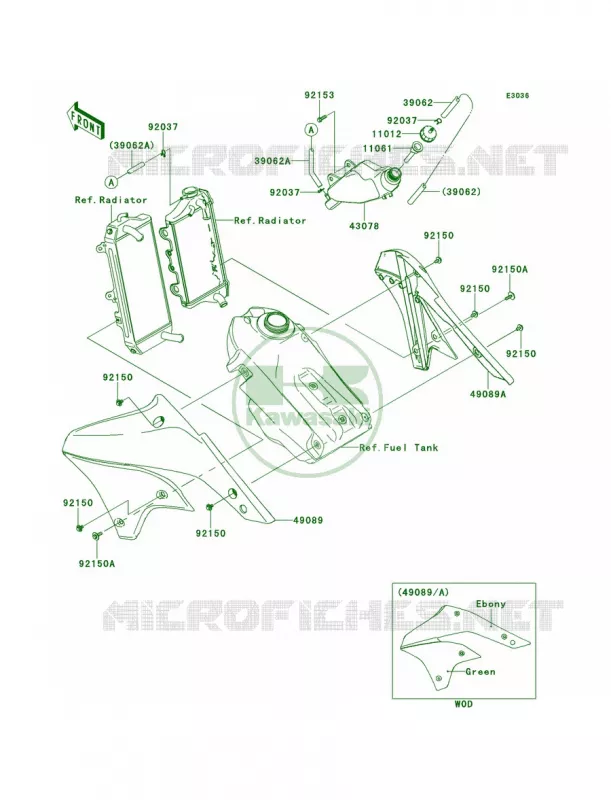Engine Shrouds Kawasaki MOTOS 450 2014 KLX450R  KLX450AEF