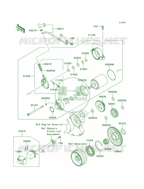 Starter Motor Kawasaki MOTOS 450 2014 KLX450R  KLX450AEF