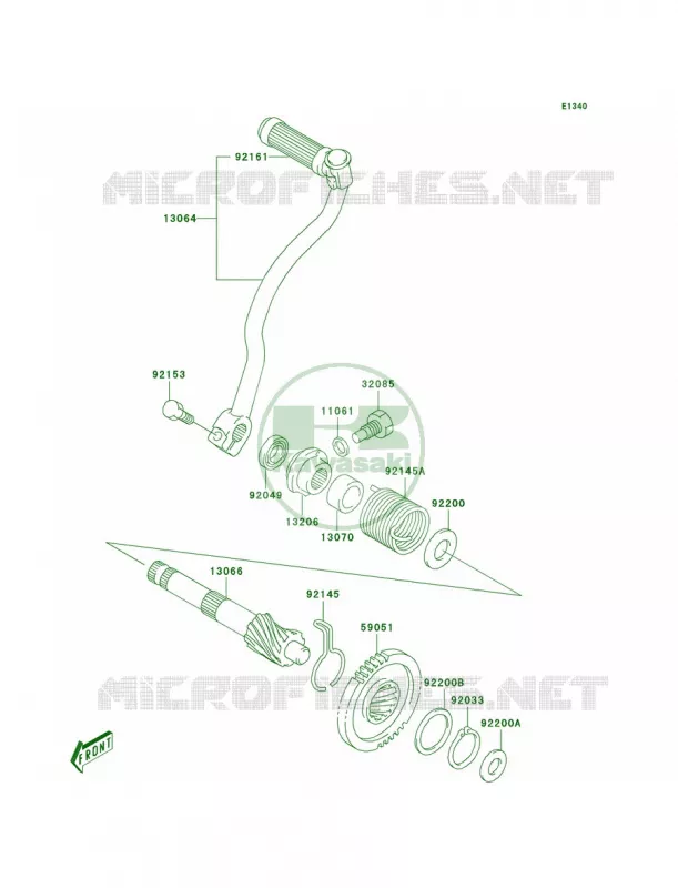 Kickstarter Mechanism Kawasaki MOTOS 50 2003 KDX50  KDX50-A1