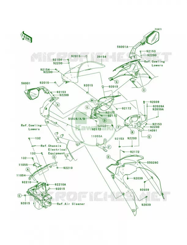 Cowling Kawasaki MOTOS 1000 2008 Ninja ZX-10R  ZX1000E8F