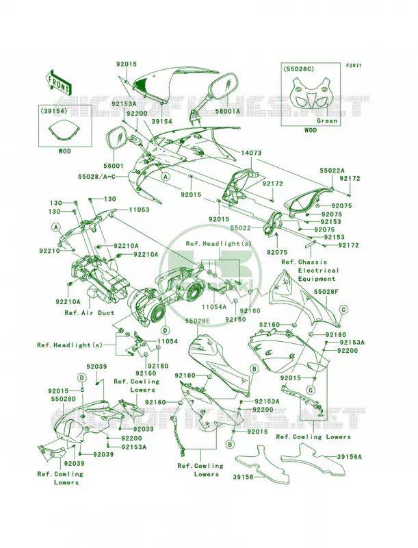 Cowling Kawasaki MOTOS 600 2008 Ninja ZX-6R  ZX600P8F