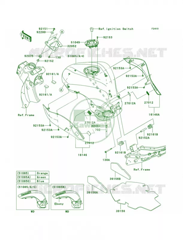 Fuel Tank Kawasaki MOTOS 600 2008 Ninja ZX-6R  ZX600P8F