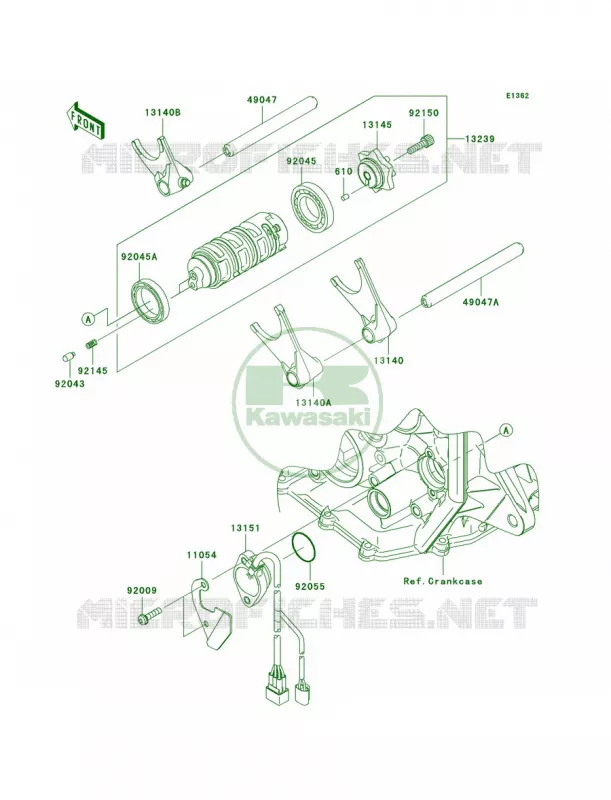 Gear Change DrumShift Forks Kawasaki MOTOS 600 2008 Ninja ZX-6R  ZX600P8F