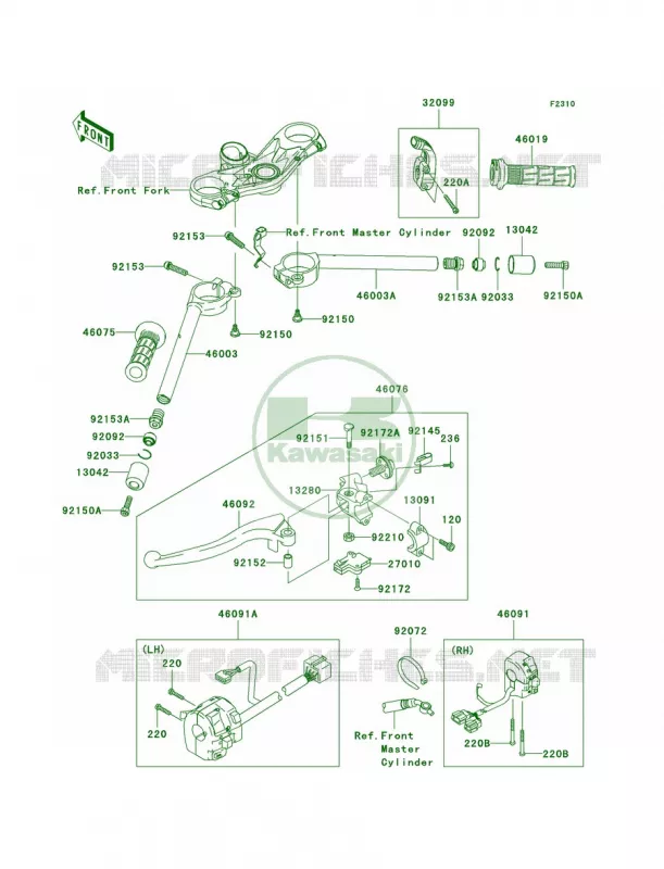 Handlebar Kawasaki MOTOS 600 2008 Ninja ZX-6R  ZX600P8F