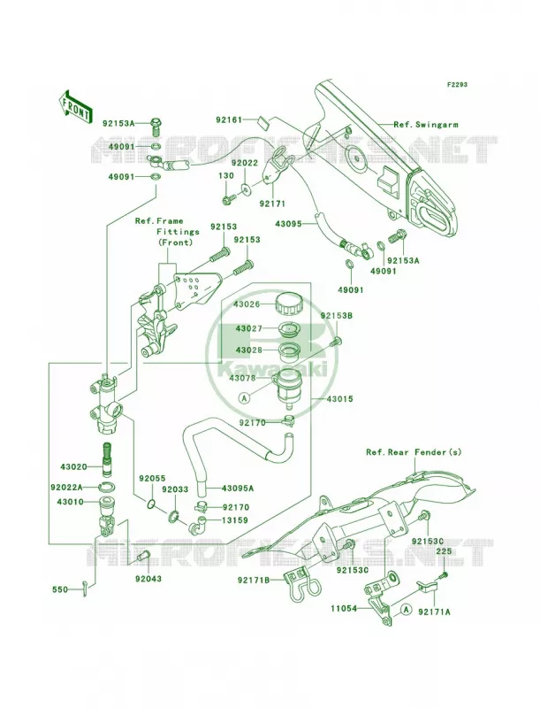 Rear Master Cylinder Kawasaki MOTOS 600 2008 Ninja ZX-6R  ZX600P8F