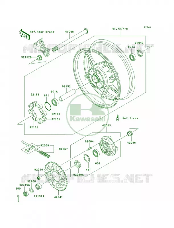 Rear WheelChain Kawasaki MOTOS 600 2008 Ninja ZX-6R  ZX600P8F