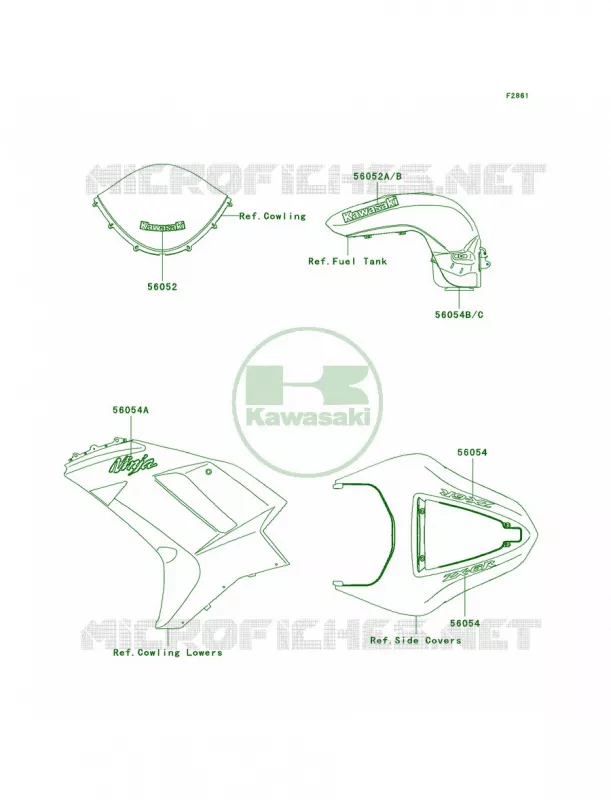 DecalsSilverP7F Kawasaki MOTOS 600 2008 Ninja ZX-6R   ZX600P8FA
