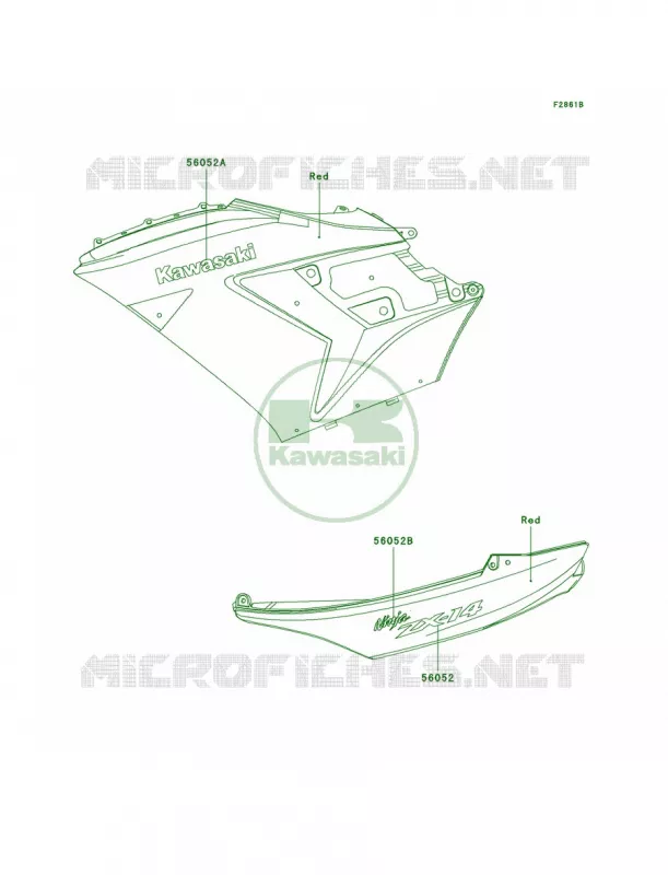 DecalsRedA6F Kawasaki MOTOS 1400 2007 Ninja ZX-14  ZX1400A7F