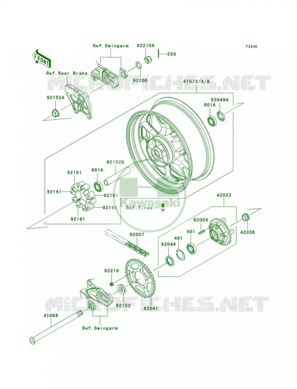 Rear WheelChain Kawasaki MOTOS 1400 2007 Ninja ZX-14  ZX1400A7F